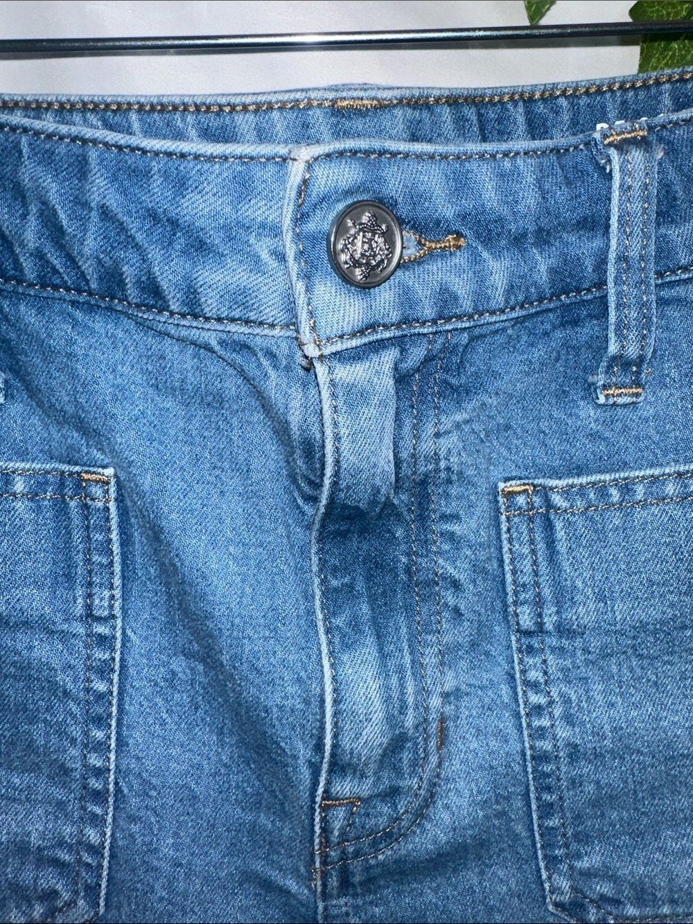 J. Crew Blue Wide-Leg Women's Jeans with Front Patch Pockets - Picture 3 of 7